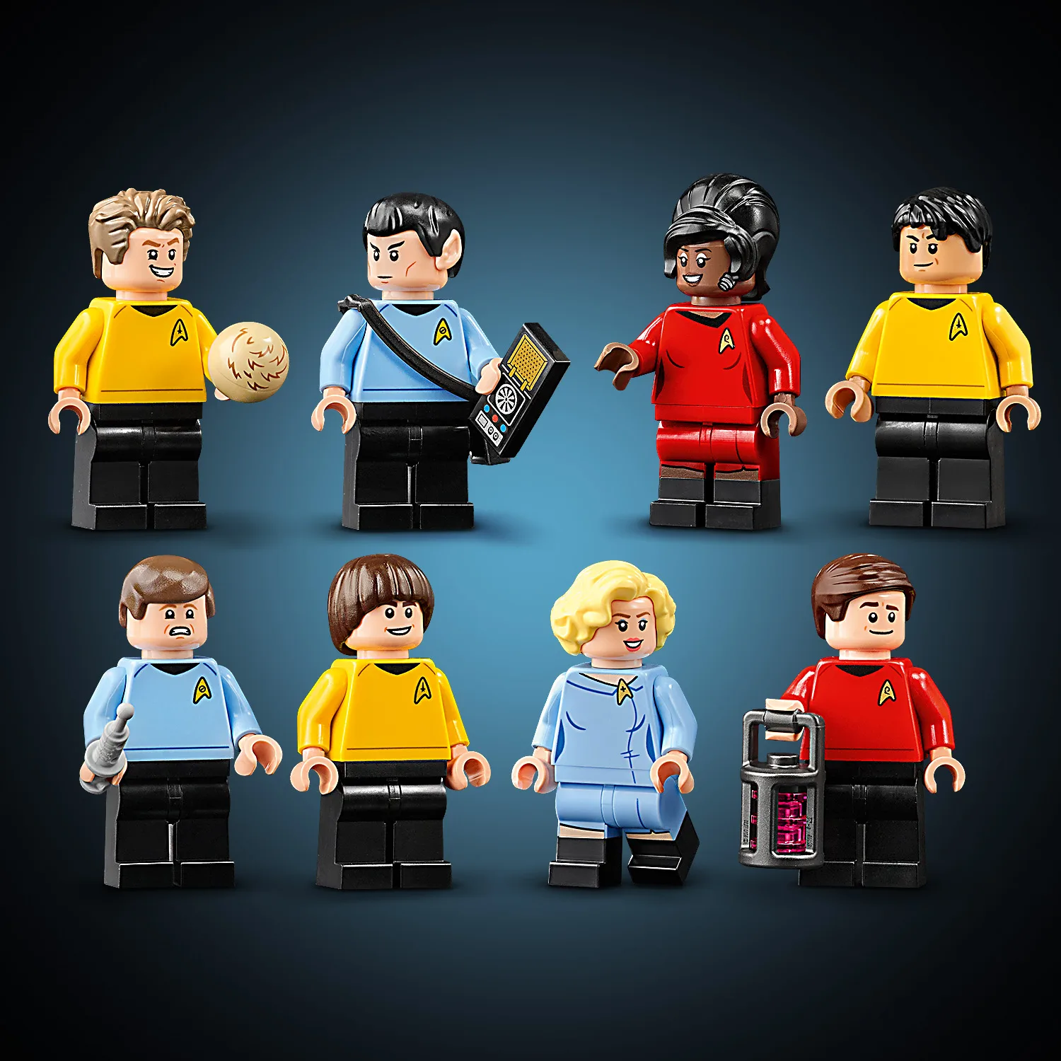 De 8 minifigs van LEGO® Icons Star Trek 11385
