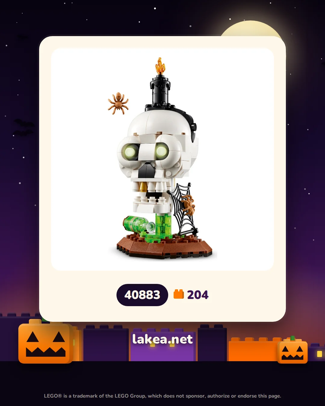 LEGO® Halloween-doodshoofdkaars (40883)