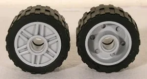 Wheel 18mm D. x 14mm with Pin Hole, Fake Bolts and Shallow Spokes with Black Tire 24 x 14 Shallow Tread (55981 / 30648)